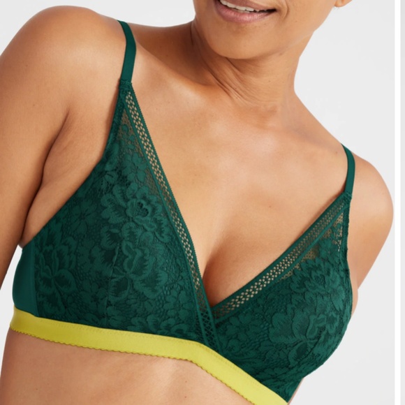 Knix Lace Deep-V Bra Sz M in Emerald - Picture 1 of 6